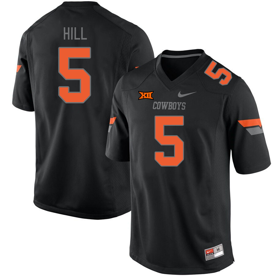 Oklahoma State Cowboys #5 Justice Hill College Football Jerseys Stitched Sale-Retro Black